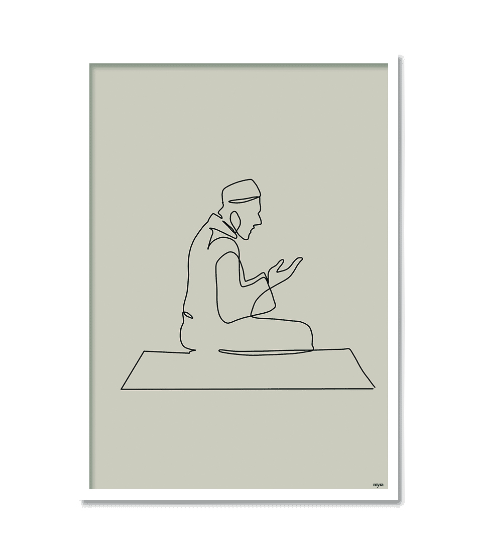 Praying Man Line Art 