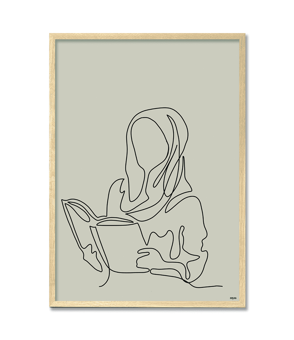 Reading Quran Line Art 