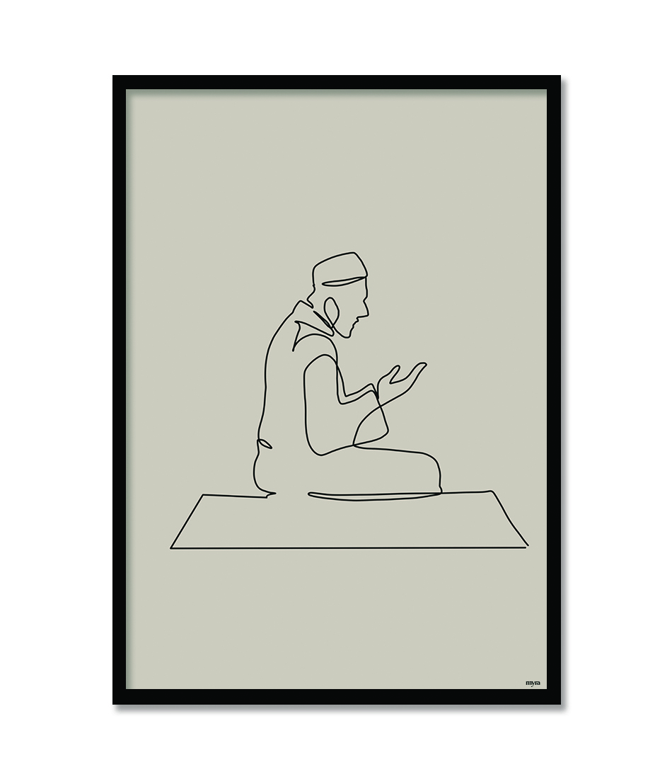 Praying Man Line Art 